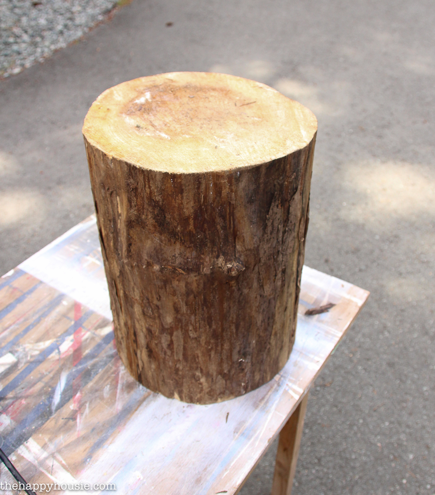 DIY Rolling Stump Outdoor Side Table or Stool tutorial at the happy housie-1