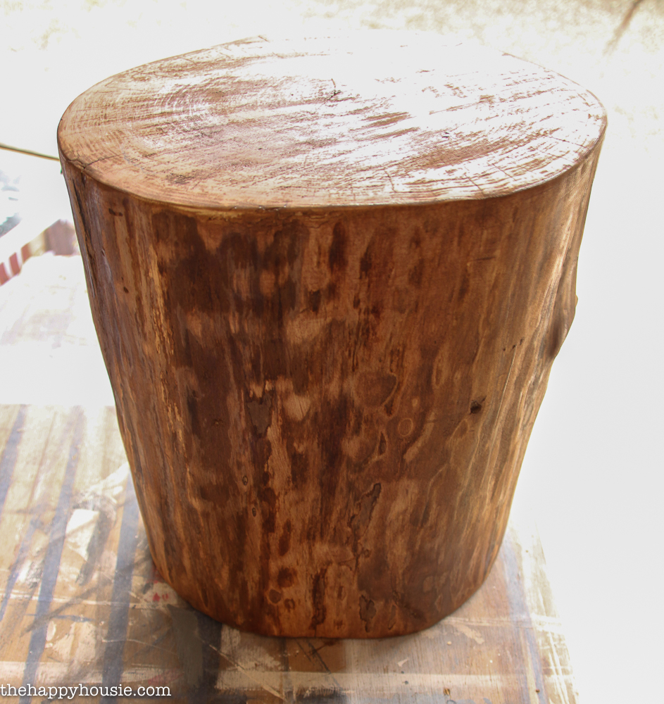 DIY Rolling Stump Outdoor Side Table or Stool tutorial at the happy housie-3