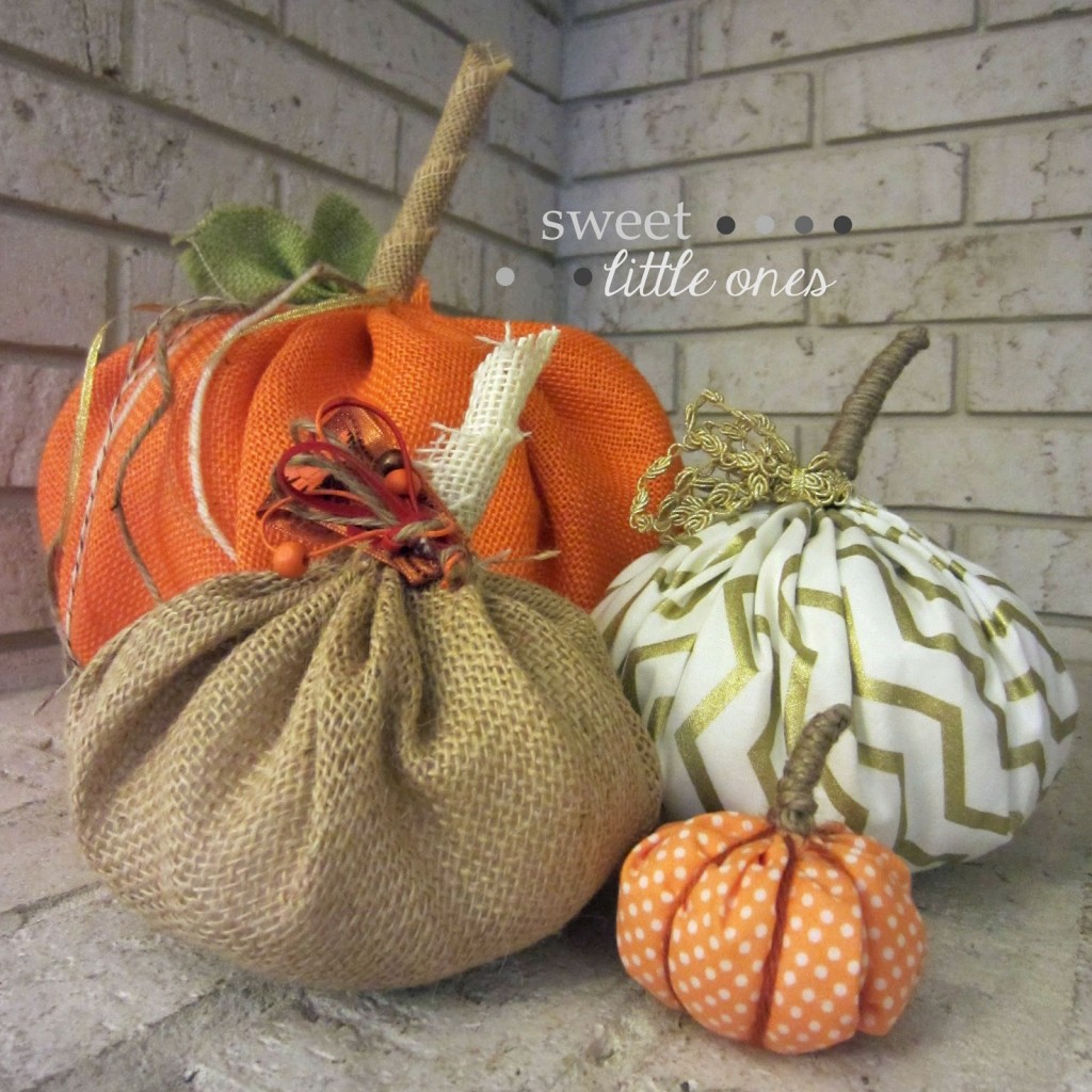 Fabric made pumpkins on the porch.