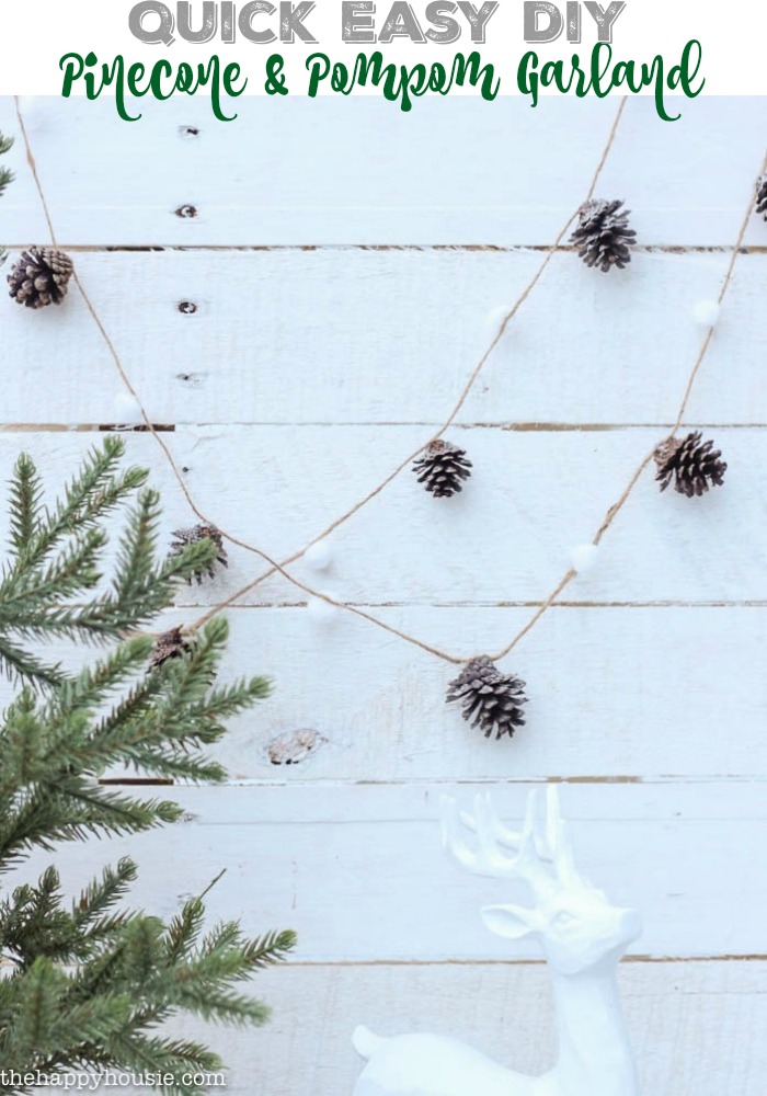 This quick easy DIY Pinecone & Pompom garland is great for the whole holiday season