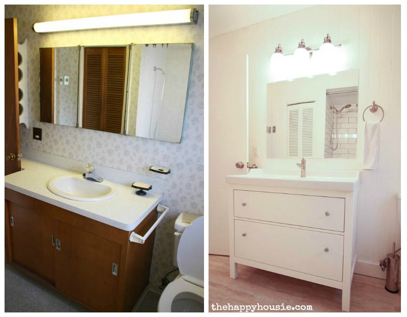 Thrifty Bathroom Makeover With An Ikea Hemnes Vanity The Happy Housie,Paint Colors That Go With Light Gray