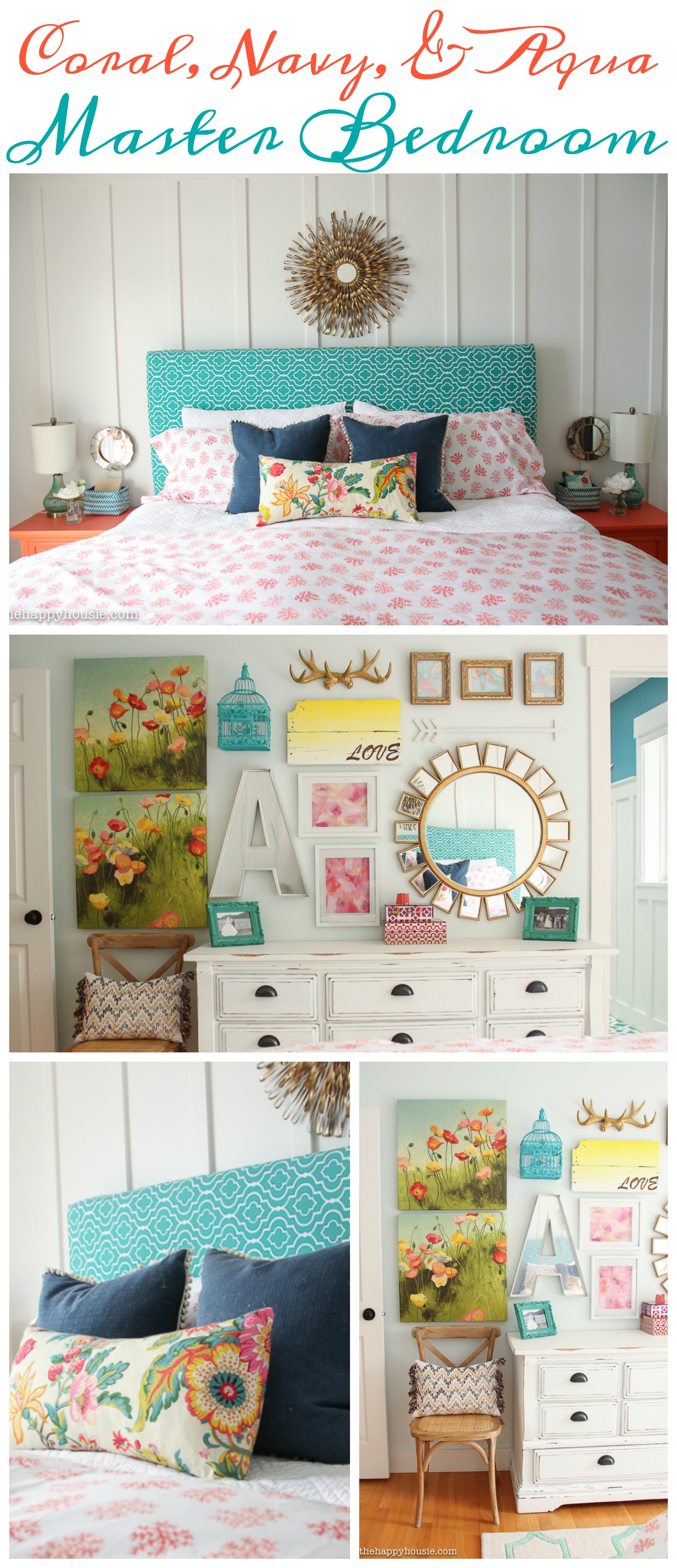 Amazing teal and coral bedroom ideas Our Coral Navy Teal Master Bedroom Ensuite The Happy Housie