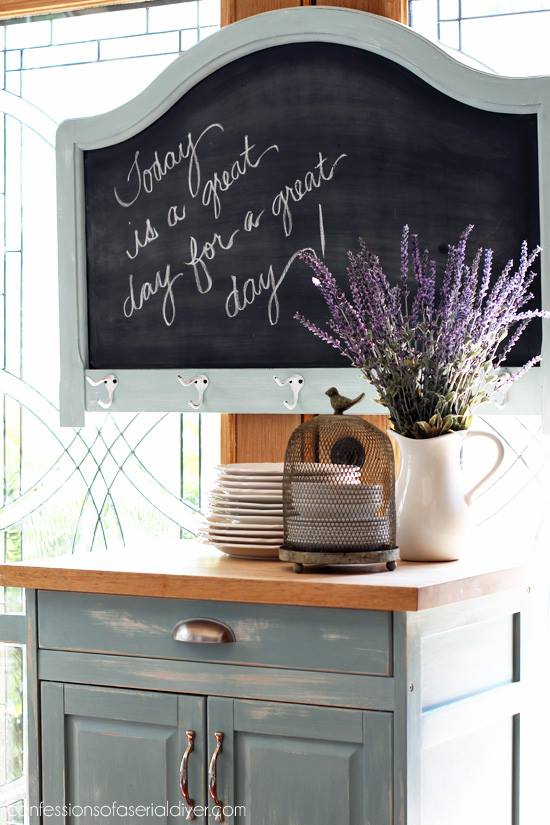 15 Fantastic Chalkboard Projects Headboard Chalkboard at Confessions of a Serial DIYer