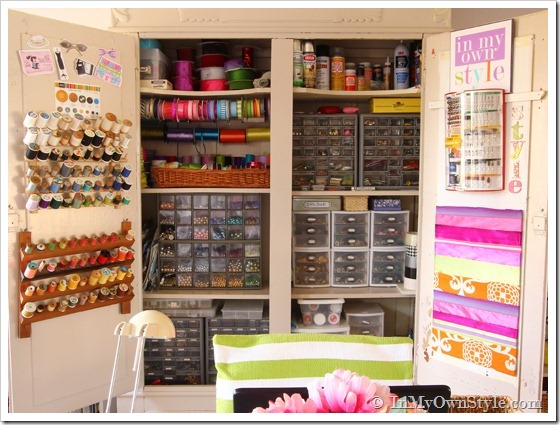 Creative Thrifty Small Space Craft, Craft Cabinet Storage Ideas