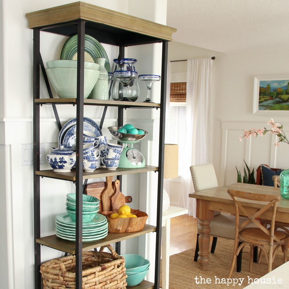 Using An Etagere Shelf For Kitchen Storage Display The Happy