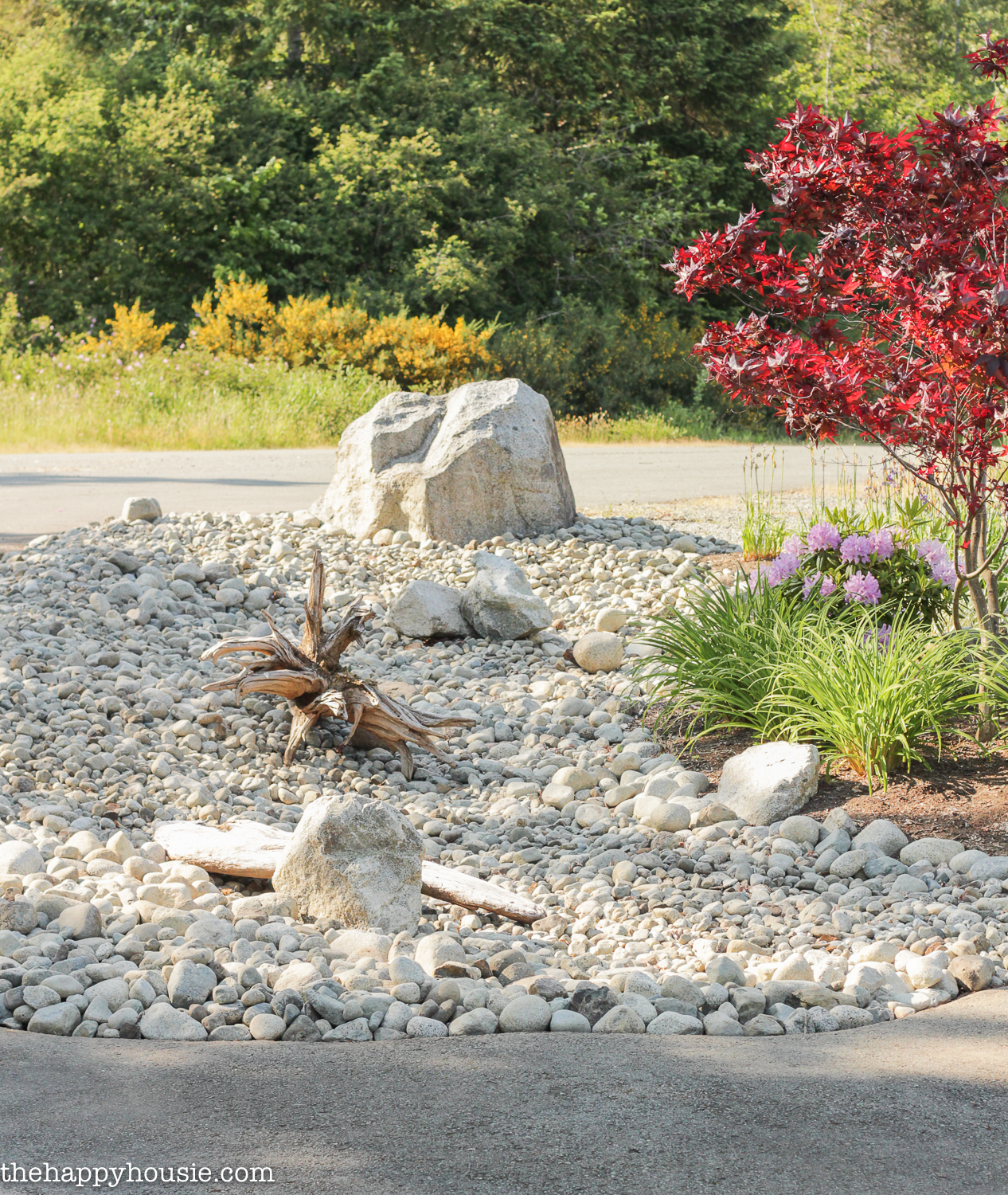 landscaping with river rock & dry river rock garden ideas | the