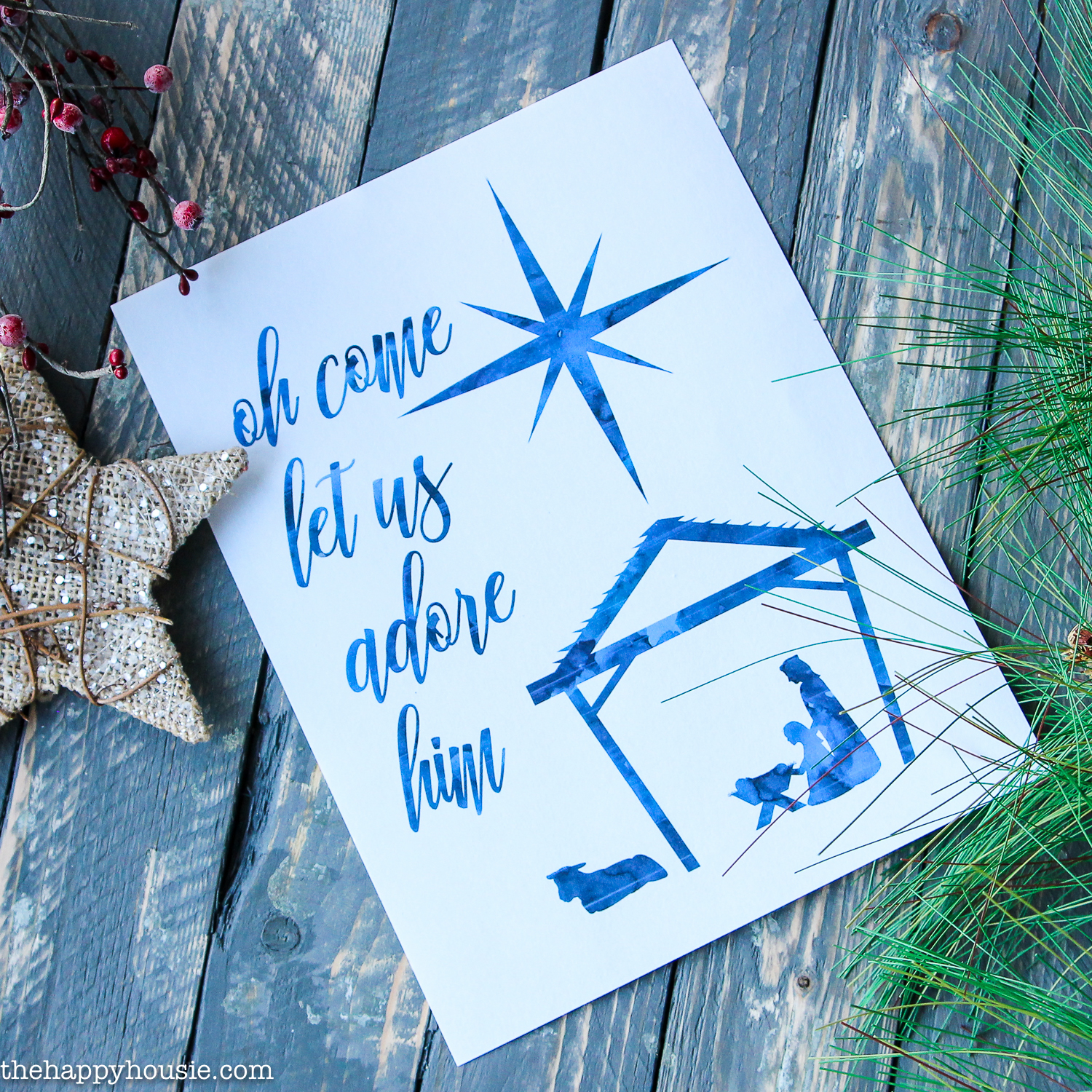 Oh Come Let Us Adore Him Free Christmas Nativity Printable In 4 Colours The Happy Housie