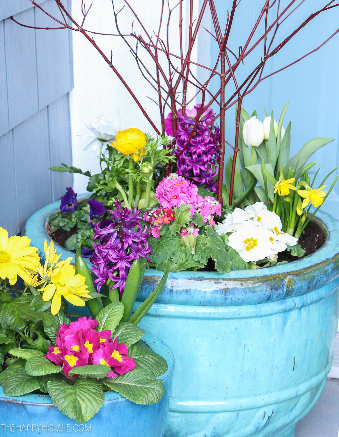 Beautiful Diy Spring Planters Styling Our Spring Porch The Happy Housie