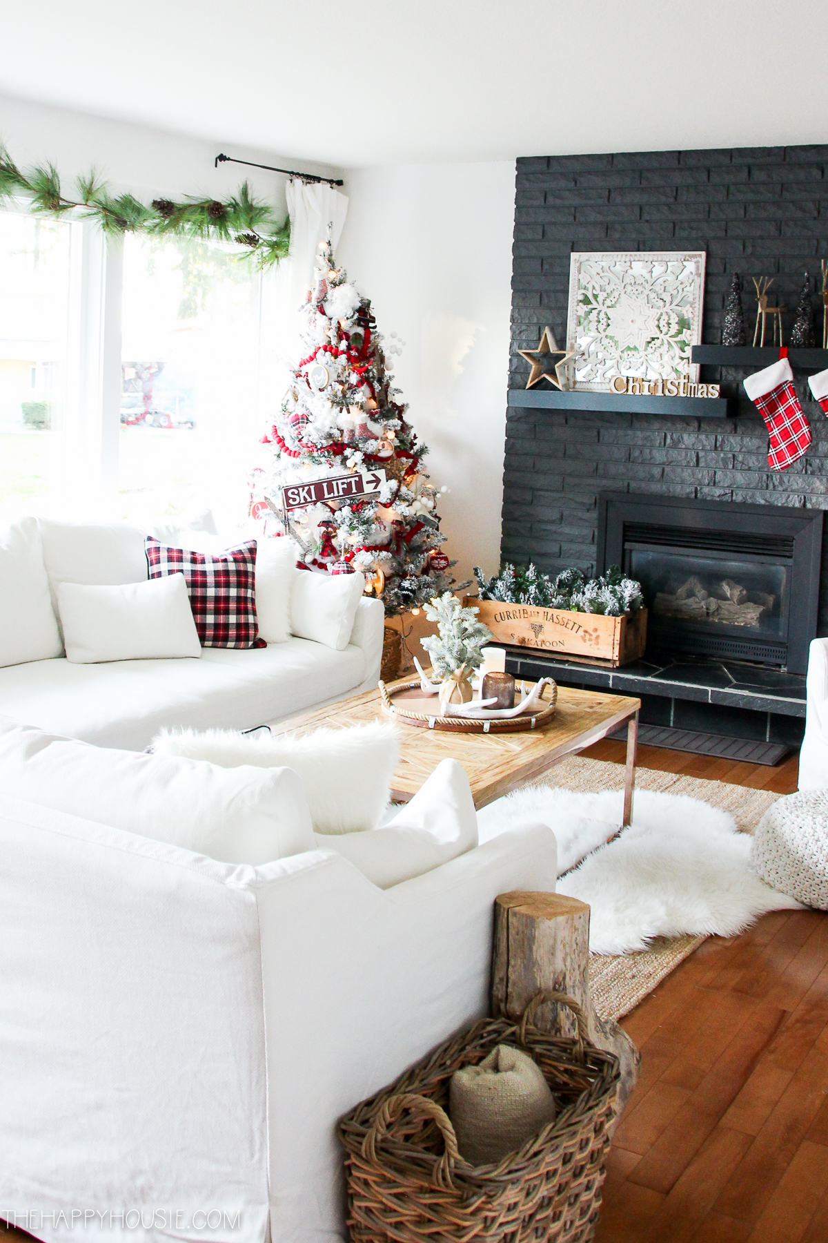 Red White Christmas Decorating New Living Room Tour The