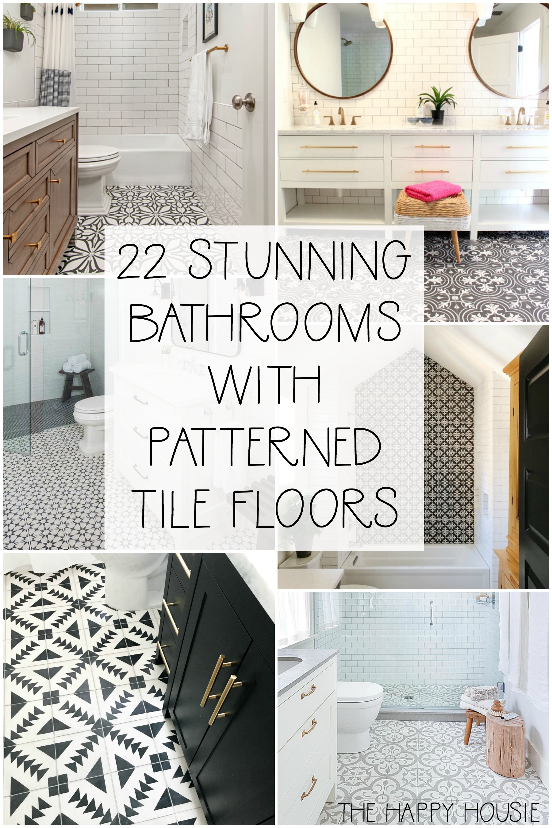 Cement Tile Patterned Tile Floors In The Bathroom The Happy Housie