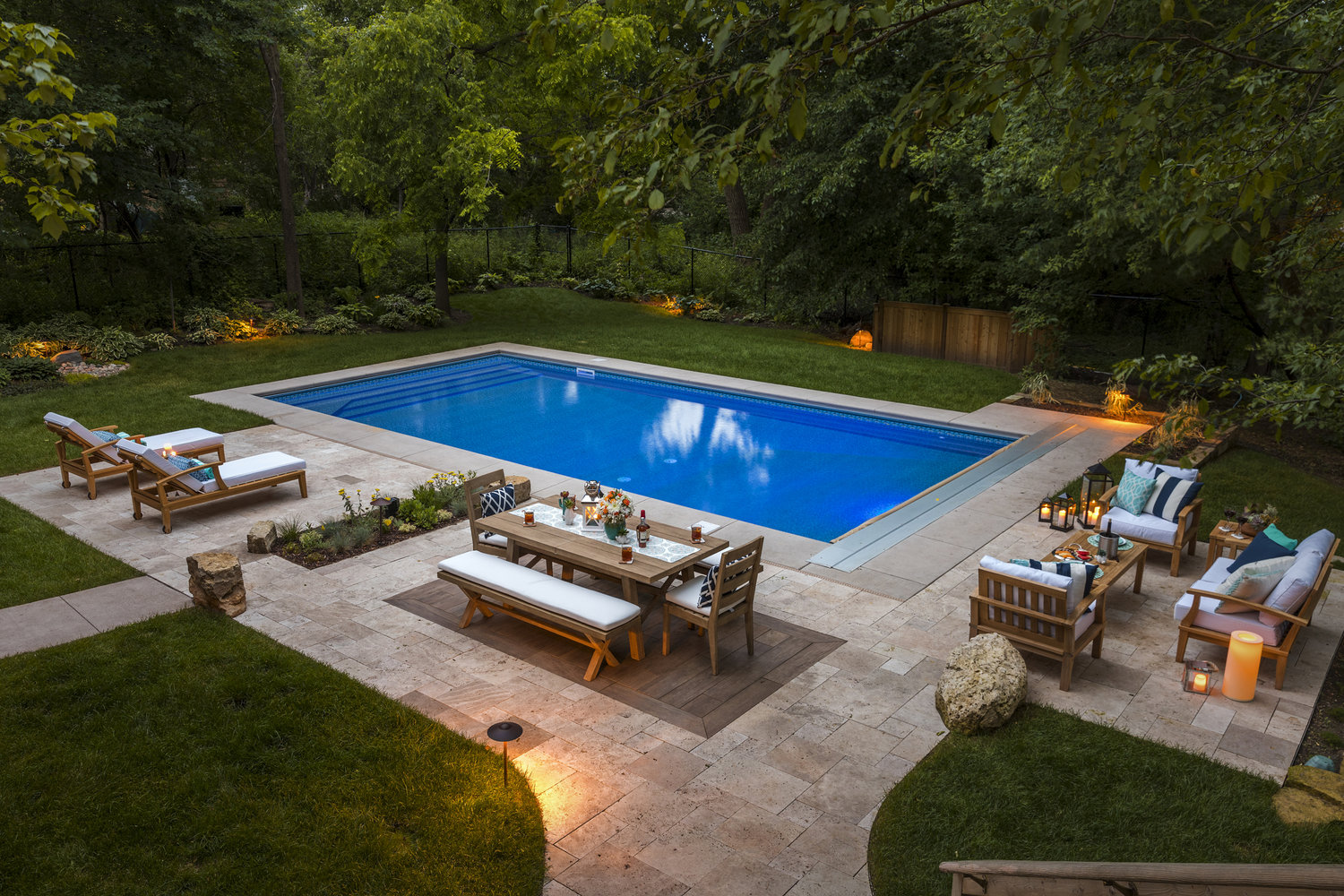 Rectangular pool landscape design